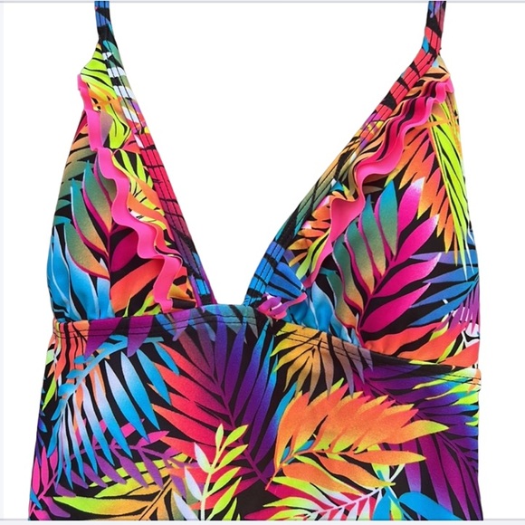NWT Candie’s Tropical Halter Swim Tankini Size Medium Colorful - Picture 4 of 15
